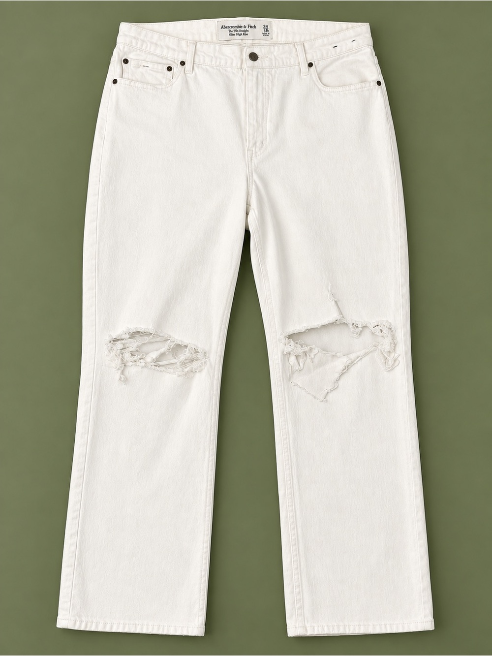 Abercrombie & Fitch Curve Love 90s Straight Jeans Women’s 34 18R White